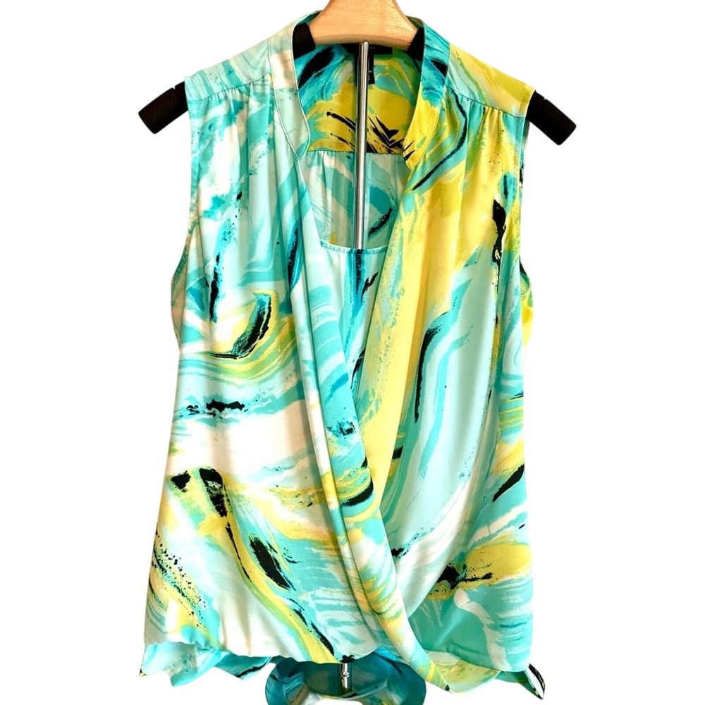 Alfani Womens Draped Crossover Top Sz 10 Feminine Fairy Flowy Sleeveless